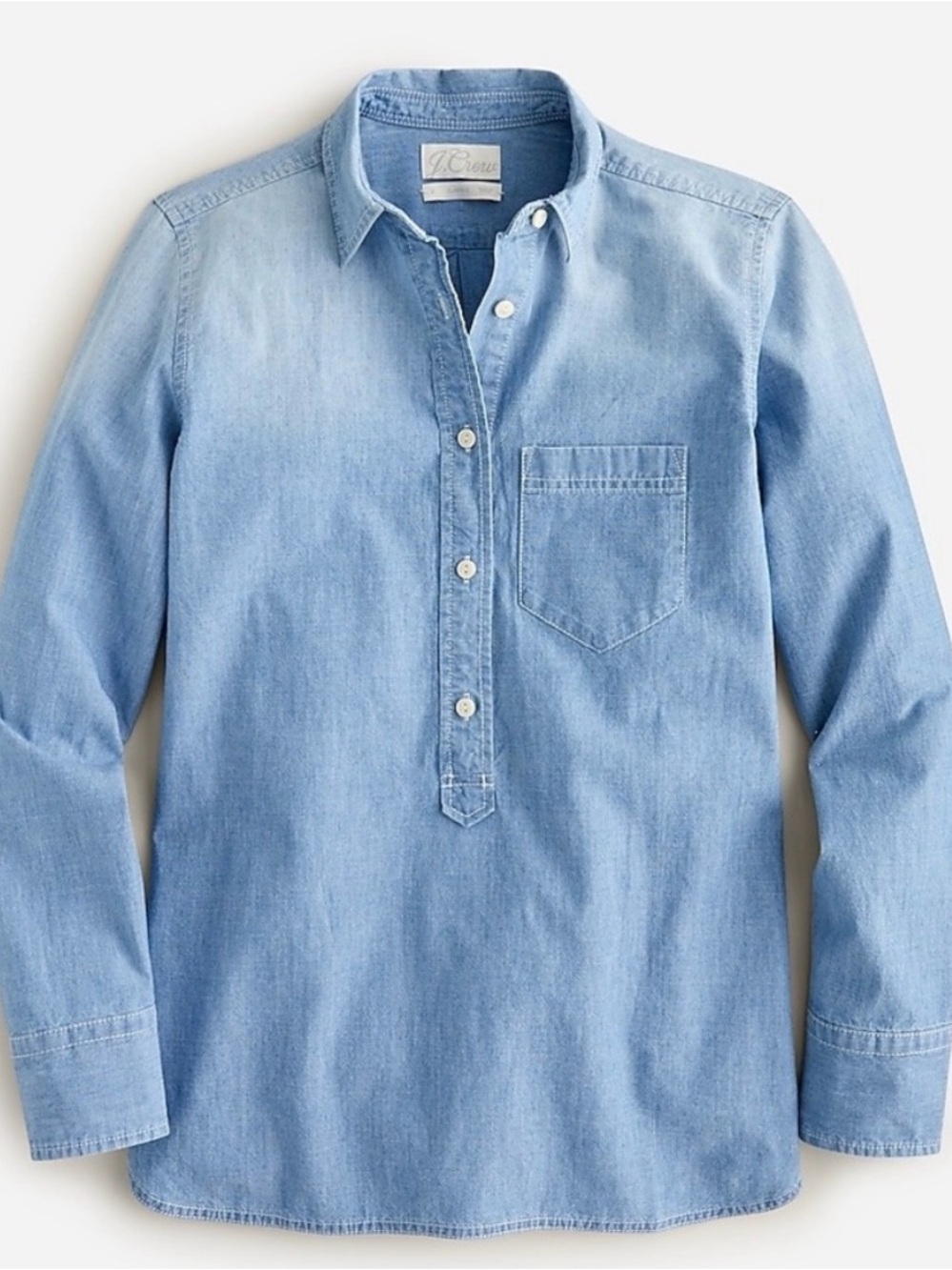 Classic Light Blue Denim Button-Down Pullover Shirt